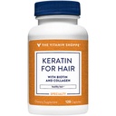 La queratina de vitamina Shoppe para el cabello con biotina & colágeno, soporta fuerte, saludable cabello, la luster del cabello (120 cápsulas)