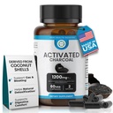 Cápsulas de carbón activados 1200 MG, 60 Cápsulas de Veg, 30-Días Soporte de desintoxicación Premium, Gas &amp; Bloating Relief, Cárculo de cáscara de coco orgánico, Gut Health, USA Made.