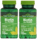 Finest Nutrition Biotin Plus Keratin - 10,000 mcg - 300 Cuenta - 2 Pack