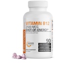 Vitamina B12 2500mcg Shot Of Energy Fast Dissolve Chewable Tablets - Quick Release Cherry Flavored Sublingual B12 Vitamin - Supports Nervous System, Healthy Brain Function Energy Production – 90 Count