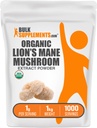 BulkSupplements.com Extract Powder de Mushroom Mane de León Orgánica - Leones Mane Suplemento Polvo, Superfood for Well-Being - Vegan, 1g por Serving, 1kg (2,2 libras) (Pack de 1)