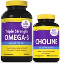 InnovixLabs Choline & Triple Omega-3 Bundle Choline Bitartrate 550mg (100 capsules) Triple Strength Omega (200 Softgels). Soporta Memoria, Mood, Brain Health " Boost Cognitive.*