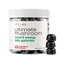 Ultimate Mushroom Daily Gummies - Mushroom Gummies con Cordyceps, Lion’s Mane y Reishi, Plus Huperzine A & L-Theanine, mayo mejorar el Mood y la energía, Apple Berry Flavor, 60 Gummies