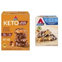 Atkins Caramel Almond Clusters, Gluten Free, High in Fiber, 1g Sugar, 2g Net Carb, Keto Friendly, 20 Conde " Caramel Chocolate Nut Roll Snack Bar, Protein Snack, High in Fiber, 2g Sugar, 16 Conde