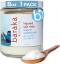 Baraka Infused Sea Salt Neti Pot - Sinus Rinse &amp; Nose Cleaner, Essential Oil Infused with Virginia Cedarwood, Palmarosa, Green Myrtle, Fir Balsam & Rosemary, 8 oz (1 Pack)