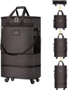 Maletas con Ruedas Bolsa de equipaje ampliable Maleta plegable con 4 Ruedas universales Caso de viaje plegable rollo (Coffee)