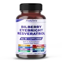 All-in-1 Bilberry Eyebright Astaxanthin Elderberry Resveratrol Suplemento - Rich in Antioxidants &amp; Supports Eye Health - Made in The USA -150 Capsules