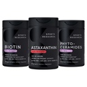 Sports Research® Healthy Skin and Hair Support - Vegan Biotin 10,000mcg with Coconut Oil, Triple Strength Astaxanthin 12mg, and Phytoceramides 350mg per Softgel · No GMO · Vegan · Sin gluten