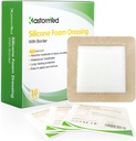 kastormed Silicone Adhesive Foam Dressing with Gentle Border 4'x4'' 10 Pack, High Absorbency Foam Wound Bandage for Bed Sore, Leg Ulcer, Diabetic Ulcer