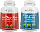 Puramente Holístico Rojo Levadura Rice 1200mg con CoQ10 & Niacina + Magnesio Glycinate 400mg - 120 Capsules + 270 Tabletas - Hecho en EE.UU.