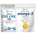 Triple fuerza Omega 3 suplementos de aceite de pescado 4200mg Por servir " Cod Liver Oil 2,000mg Por Serving, 360 Softgels ← Lemon Flavored – Burpless – Wild Caught – Arctic Deep Sea Fish