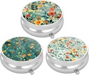 3 Caja de Píldora de Empaquetado, Caja de Píldora Pequeña para Purse &amp; Pocket, Cute Travel Medicine Organizer, Portable Medicine Container Holder to Hold Vitamins, Medication, Fish Oil &amp; Supplement, Pretty Flowers