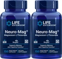 Ampliación de vida Neuro-Mag 150 cápsulas vegetarianas (Pack of 2), Magnesium L-Threonate, Suplemento Magtein