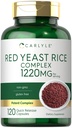 Complejo de arroz de levadura roja TEN 1220mg TENIDO 120 cápsulas TENIDO CON Policosanol ANTE NO GMO Y Gluten Suplemento gratuito