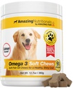 Amazing Omega 3 for Dogs - Omega 3 Fish Oil for Dogs Suplemento para Itchy Skin Relief for Dry Skin and Hot Spots and Shedding Coat with EPA and DHA Fatty Acids - 90 Salmon Soft Chews