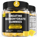 Gummies de Monohidrato de Creatina para Mujeres Hombres - con BCAA, Peptides de Collagen, L-Taurina, Vitamina B12, D3, Chewables Creatina Monohydrate 5g Por Serving, Sabor de limón natural, Sugar Gratis, 2 Pack