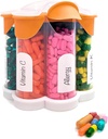 Organizador extra grande de píldoras diarias, semanales, suplemento mensual botella, dispensador de píldoras Cute Blossom con 7 compartimientos XL, caja fácil de abrir para vitaminas, medicamentos, etiquetas incluidas (Orange)