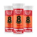 8Greens Supergreens Tablets ← Super Greens Powder Superfood Tablet, Metabolism Immunity & Focus, Daily Greens Effervescent Tablets, Organic: Aloe Vera, Spirulina, Chlorella, Blood Orange, 30 Servings