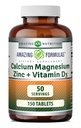 Impresionantes Fórmulas Calcio Magnesio Zinc + D3 Suplemento Silencio 150 Tablets ← No Gluten-Free TEN Made in USA
