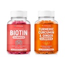 Biotina &amp; Turmeric Vegan Gummies Combo ← Crecimiento del Pelo Max Strength, Salud de la piel y Bienestar general ← 10000mcg Biotin &amp; 95% Normalizado Turmeric Curcumin ← Natural, Non-GMO y Gluten-Free Suplemento