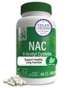 Health Thru Nutrition NAC N-Acetyl-Cysteine 600mg 60 Capsules  Vegan Certified ← Purest NAC Supplement  Support Healthy Lung, Liver Functions " Cellular Health ← Non-GMO Soy " Gluten Free