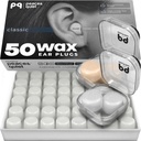 PQ Wax Ear Plugs para Dormir, Nadar - 50 ruido Cancelar Silicona Gel Wax Earplugs, Protección del oído para el sueño y el muslo, Soft Wax Pillows con Nivel de bloqueo de sonido 32Db, (50 Pillows), Color: Blanco