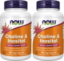AHORA Suplementos, Choline " Inositol 500 mg, Transmisión de Nerve saludable*, Salud del sistema nervioso*, 100 cápsulas (Pack of 2)