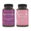 Belleza de reserva, Resveratrol 500 mg, Suplemento antioxidante para la salud cardiaca y celular 30 caps " Booster de pelo de queratina con biotina " Resveratrol, Hair and Nail Growth Supplement 120 Caps