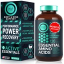 Suplemento de Aminoácidos Esenciales - Los 9 EAAs con BCAAs Aminoácidos (Leucine, Lysine, Valine, Threonine) - 3000mg Por Serving - Crecimiento muscular, Potencia, recuperación - 120 Vegan, Caffeine Free Capsules