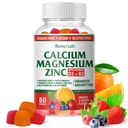BionerLab Calcium Magnesium Zinc Gummies with Vitamin D3 & K2 - Absorción mejorada de alta potencia - Orange y Berry Flavored