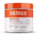 The Genius Brand Genius Muscle - Muscle Health Supplement for Growth, Endurance & Recovery - Non-Hormonal Formula - 6 Organic Mushrooms - Naturalmente-Sweetened - 30 Servings - Strawberry Vanilla