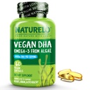 NATURELO Vegan DHA - Omega 3 Aceite de Algas - Suplemento para Cerebro, Corazón, Conjunto, Salud Ocular - Proporciona ácidos grasos esenciales para mujeres, hombres y niños - Complementos Vitaminas prenatales - 60 Softgels
