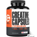 Cápsulas de crema, 5g Premium 3X ThreeAtine Pre Workout Bulk Muscle Mass Gainer, alta absorción fácil de tomar píldoras de monohidrato de crema potencia óptima alternativa para hombres mujeres, 180 cápsulas