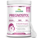 Zazzee PREGNOSITOL Powder, 6 Month Supply, Myo-Inositol y D-Chiro-Inositol 40:1 Fertility Blend, Free Scoop for Exact Dosage, Premium Balanced Formula, 183 Servings, Vegan, All-Natural y Non-GMO