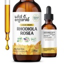 Wild " Organic Rhodiola Rosea Tincture - Mood Support - Relaxing Rhodiola Supplement - Root Extract Liquid Drops - Vegan, Sugar " Alcohol-Free - 2 fl oz