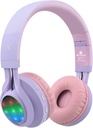 Auriculares Bluetooth Riwbox WT-7S Kids Light Up, Auricular inalámbrico Stero plegable, con control de micrófono y volumen, cómodo y duradero, para PC/Tablet/TV/Travel(Purple)