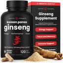 NutraChamps Korean Red Panax Ginseng Capsules ← Extra Strength Ginsenosides for Energy, Focus, Performance, Vitality & Immune Support ¦ Korean Ginseng Root Extract (120, Red)
