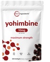 Suplementos de Yohimbina de doble fuerza para hombres y mujeres, 10 mg por ser, 300 Softgels, Yohimbine HCL con aceite de semilla de girasol virgen para una mejor absorción, apoya la producción de energía, África Raw