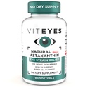Viteyes Natural Astaxanthin, Relieve Tired Eyes & Eye Strain, proveniente de Alga, Hidratación de la piel, Corazón &amp; Cerebro Salud, 4 a 8 mg Natural Astaxanthin, 90 Softgels