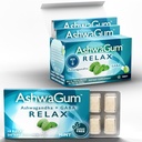 AshwaGum RELAX Gum by BetterGum, High Potency Supplement with KSM 66 Ashwagandha and Gaba, Supports Stress and Anxiety Relief, Cortisol Support, Alternative to Gummies, Sugar-Free, 10 piezas - 6 Pack