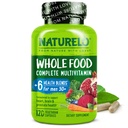 NATURELO Multivitamina Alimentaria Integral para Hombres 50+ - con Vitaminas, Minerales, Extractos Hídricos Orgánicos - Vegetariano Vegano - para Energía, Cerebro, Corazón y Ojo Salud - 120 cápsulas
