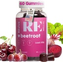 Gafas de remolacha con extracto de semilla de uva Suplementos de energía I Sugar Suplementos de óxido nítrico gratis para hombres &amp; mujeres I Asistencia general de la presión sanguínea I 60 Gummies - Cherry Flavor