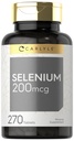 Carlyle Selenium Suplemento Silencio 200 mcg Silencio 270 Tablets ← Vegetariano, No GMO, y Fórmula Libre Gluten