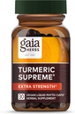 Gaia Herbs Turmeric Supreme Extra Strength - Apoyo Ocasional Swelling from Normal Wear & Tear - with Turmeric Curcumin " Black Pepper - 30 Vegan Liquid Phyto-Capsules (hasta 30-Day Supply)