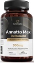 Suplemento Sunergetic Premium Annatto Tocotrienol – con DeltaGold – Tocotrienols Vitamina E 300 mg – Soporta la salud del hígado, inmuno y corazón - Delta + Gamma Tocotrienols (60 cápsulas líquidas)