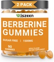 2 Pack Berberine Gummies, azúcar suplemento de bereberina gratis 1500mg con canela de Ceylán, Berberine Gummy para adultos