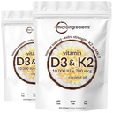 2 Pack Vitamina D3 10000 iu Plus K2 (MK-7) 200 mcg, 300 Vírgenes de aceite de coco Softgels Silencioso 2 en 1 Complejo de vitaminas D & K Apoyo a la Absorción de calcio, hueso, inmune, " Salud cardíaca: fácil de absorber