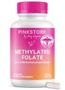 Folato de estuche rosa: Folato de metil - MTHFR Ácido, Forma natural de ácido fólico para el embarazo, Formulado para mamá + bebé, Mujer-Owned, 60 cápsulas (Packaging May Vary)
