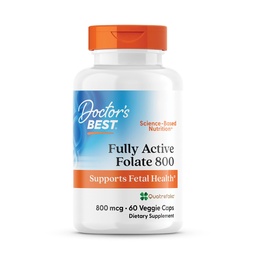 Doctores Mejor Folato Activo completo 800 con Quatrefolic, apoya la salud fetal, no GMO, Gluten Free, Vegan 60 Veggie Caps