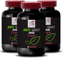 Anti gray hair Vitamins - ANTI GRAY HAIR COMPLEX - Color reawakening, suplemento de pelo gris, Natural gray care, Pelo visbrant, Pelo brillante, Color vitalidad, Gris hair management 3 Bottles 180 Capsules